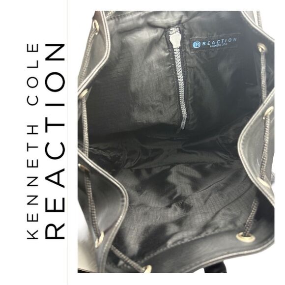 Kenneth Cole Reaction Black Drawstring Backpack - Picture 3 of 3